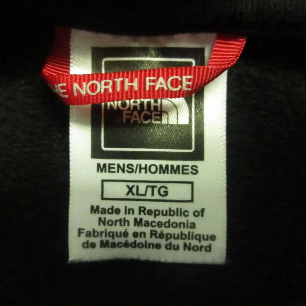 The North Face Hoodie Mens XL Black Mountain Graphic Logo Fleece Pullover